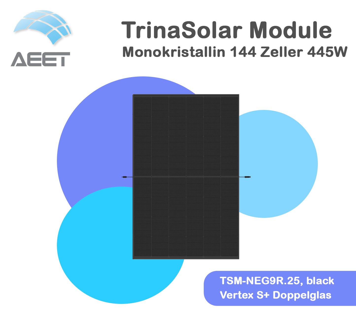 Solarmodule Trina 445 TSM-NEG9R.25 Vertex S+ Doppelgl. Black