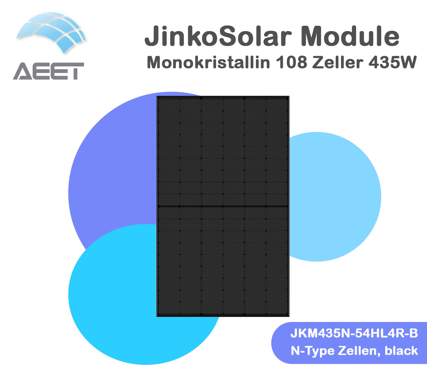 Solarmodule JinkoSolar JKM435N-54HL4R-B, black 435 Watt