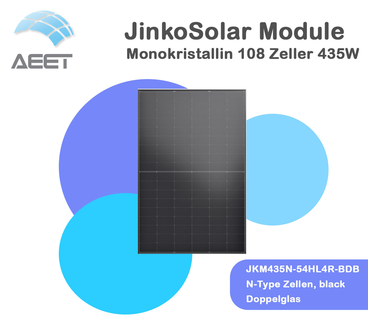 Solarmodule JinkoSolar Doppelglas JKM435N-54HL4R-BDB black Solarmodule JinkoSolar Doppelglas JKM435N-54HL4R-BDB black