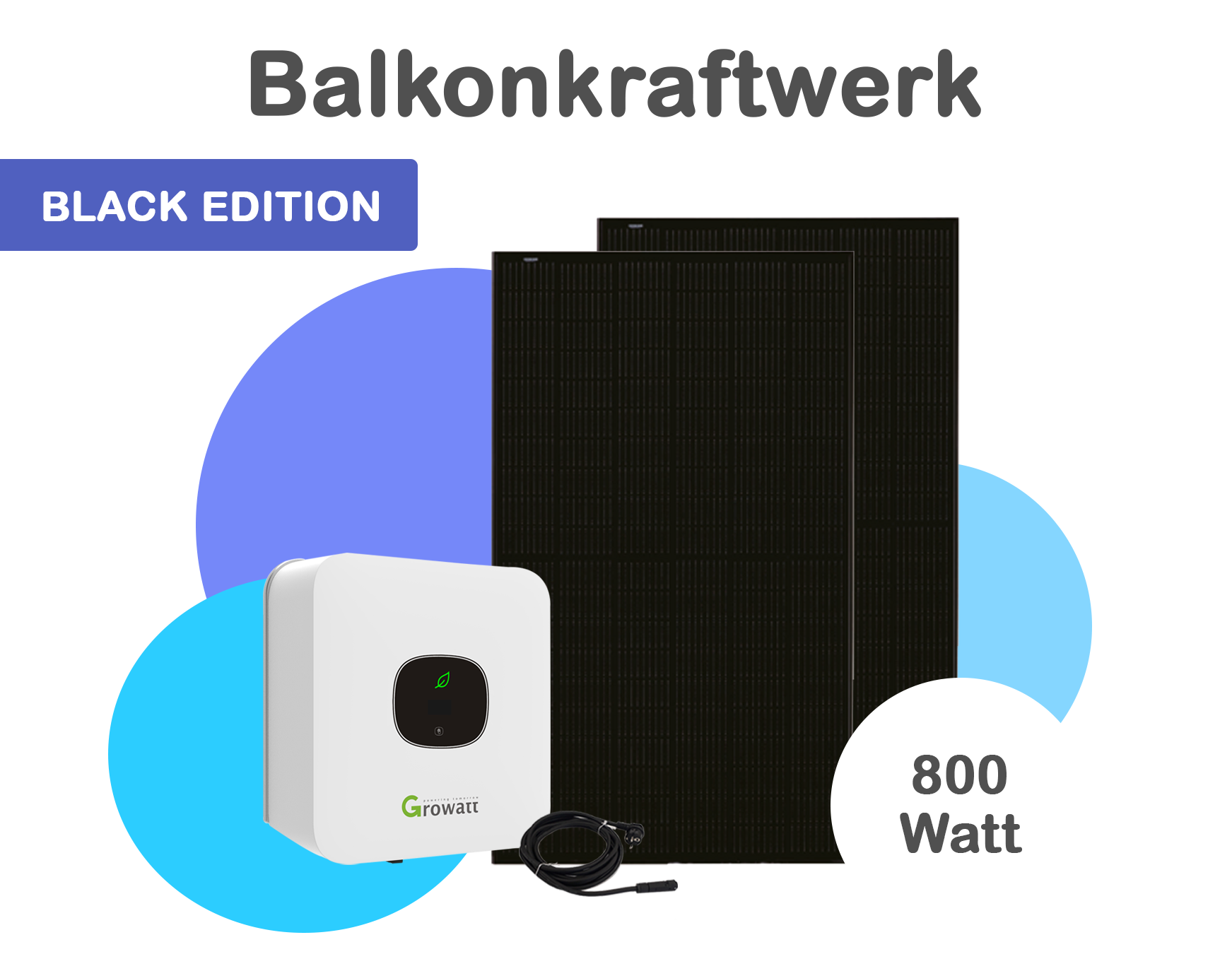 Balkonkraftwerk-800 Wp / Schwarz 600 Wp ohne Befestigung