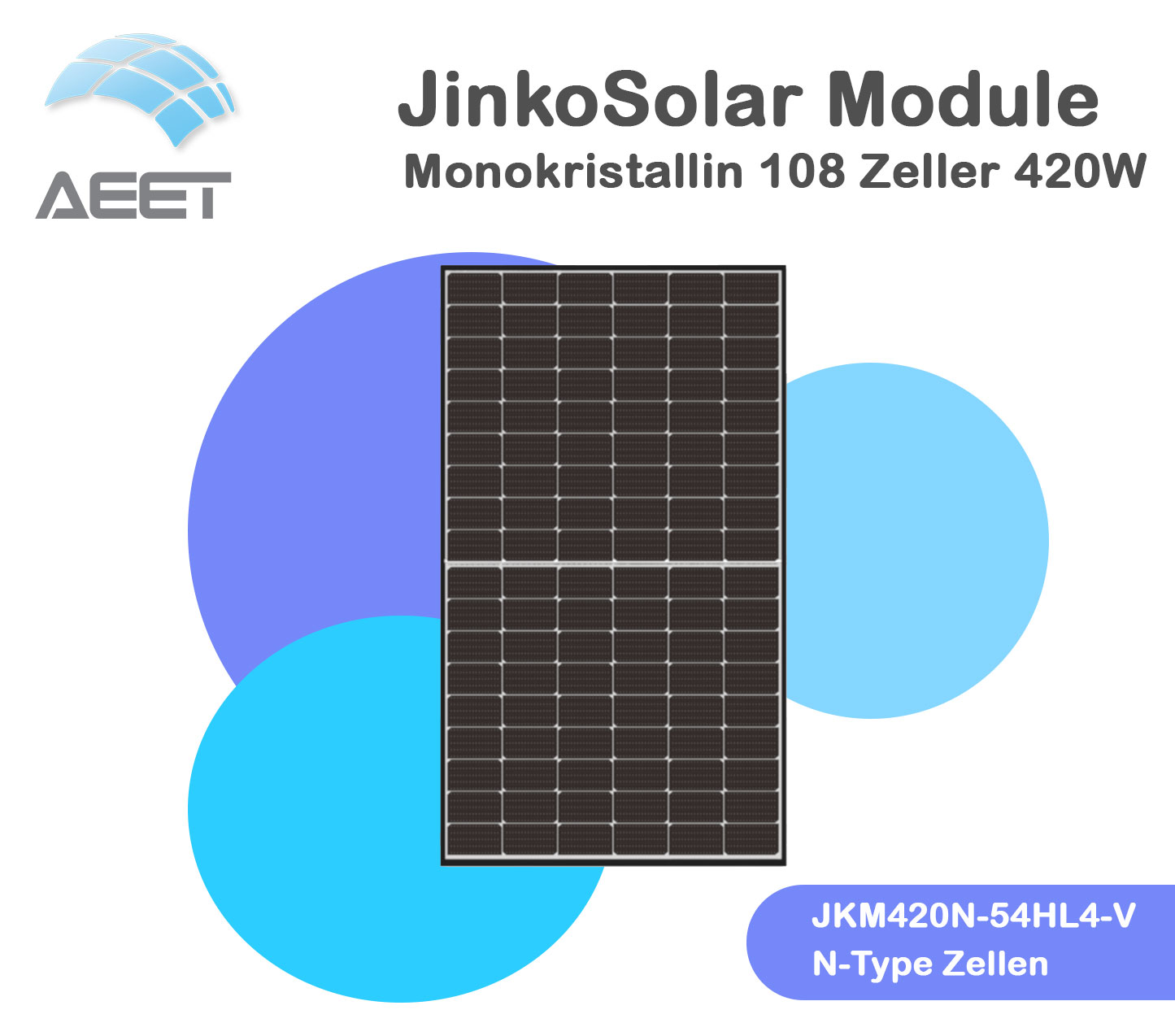 Solarmodule JinkoSolar JKM420N-54HL4-V 420 Watt Solarmodule JinkoSolar JKM420N-54HL4-V 420 Watt